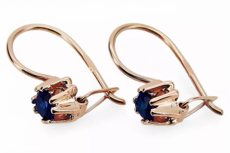 Original Vintage 14K Rose Gold Sapphire Earrings Vintage Jewlery vec053r